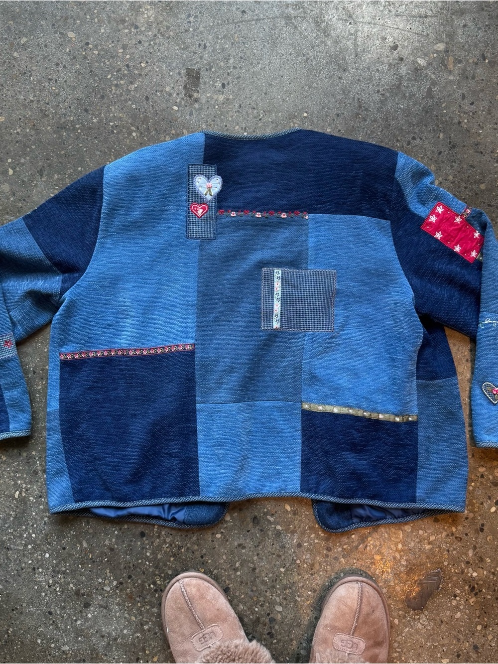 Vintage Koret City Blues Patchwork Denim Look Jacket Plus Size 18W Coquette 90s - Picture 14 of 14